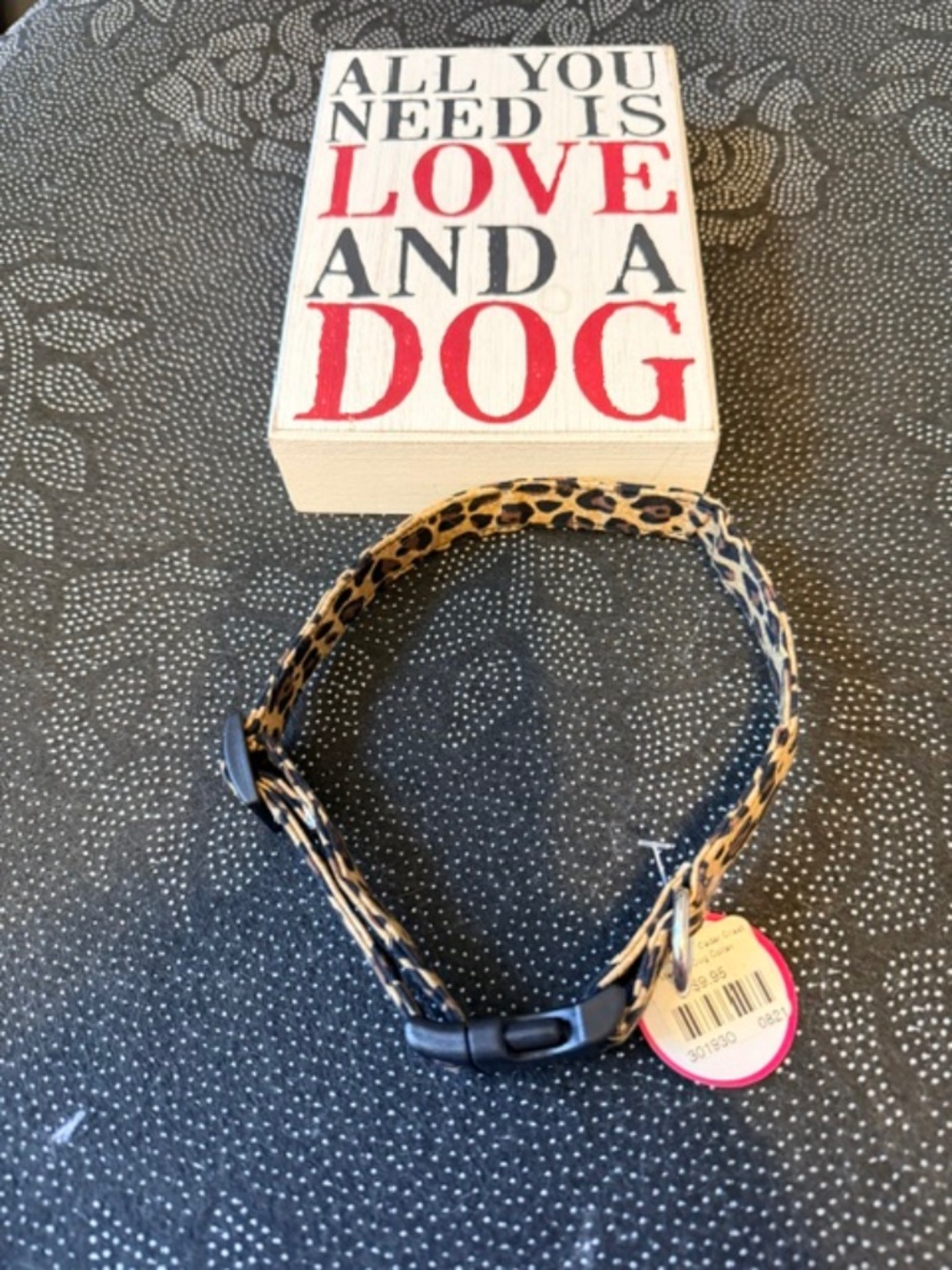 Leopard dog collar and wall hanging